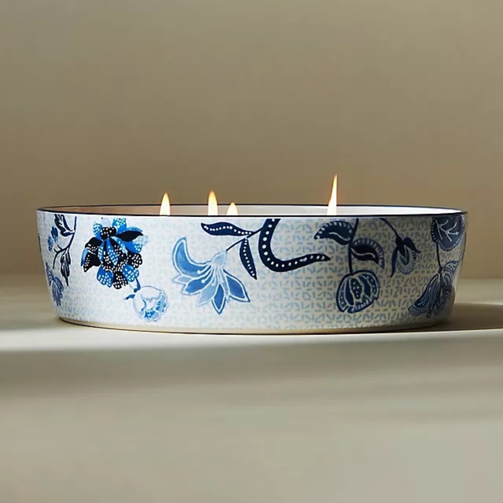 Mark D. Sikes x Anthropology Blue and White Floral Candle